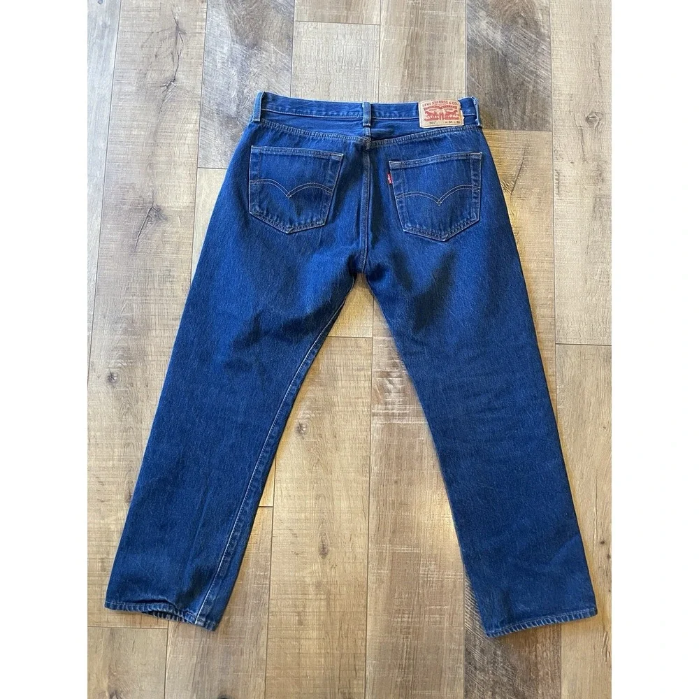 Levi's Men's 501 34x30 Original Straight Fit Jeans - Dark/ Indigo Medium Wash